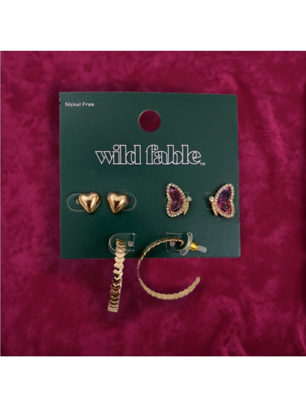 wild fable Gold Heart & Purple Butterfly Mixed Earring Set
